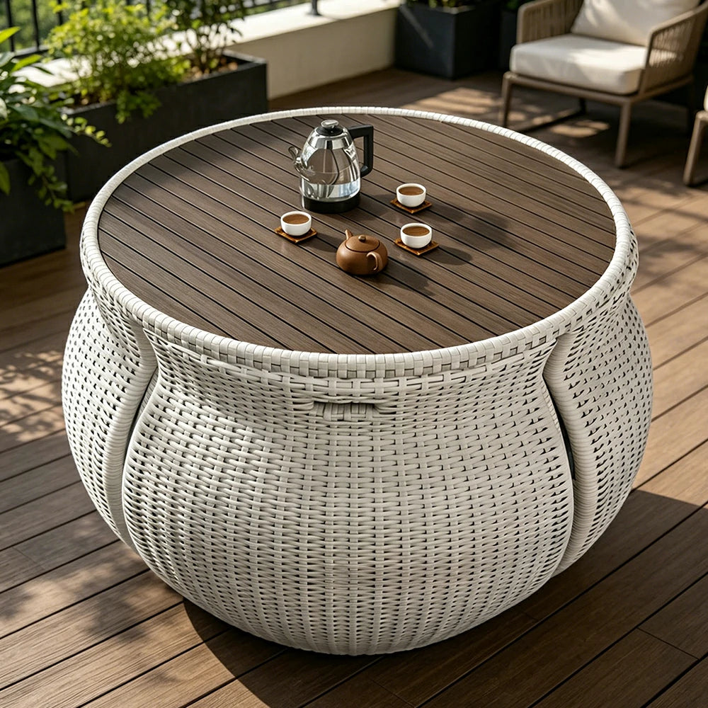 SOLARA Outdoor Rattan Dining Set High-Density Cushions Reinforced Metal Frame for Garden Balcony Patio