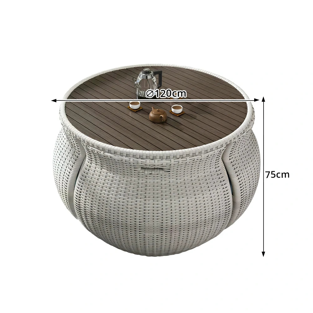 SOLARA Outdoor Rattan Dining Set High-Density Cushions Reinforced Metal Frame for Garden Balcony Patio