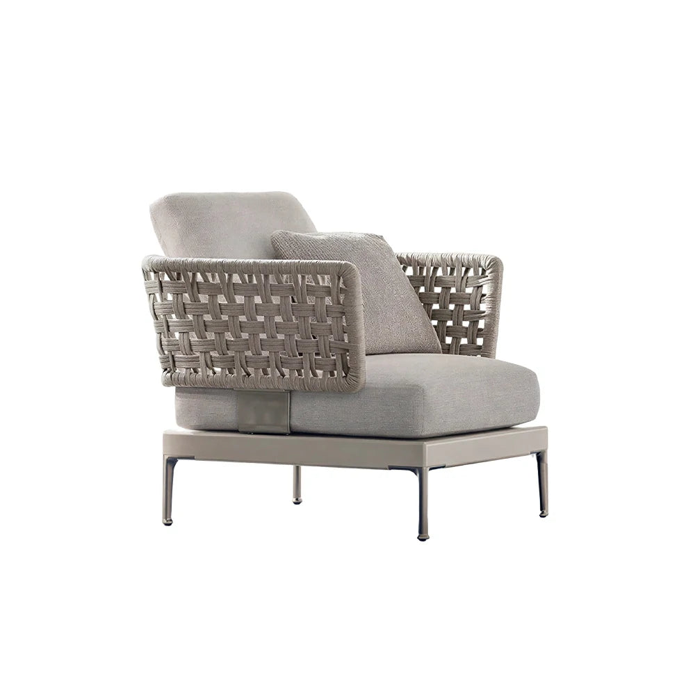 SOLARA Outdoor Rope Sofa Olefin Weave Water Repellent Cushion Single Seat for Garden Patio