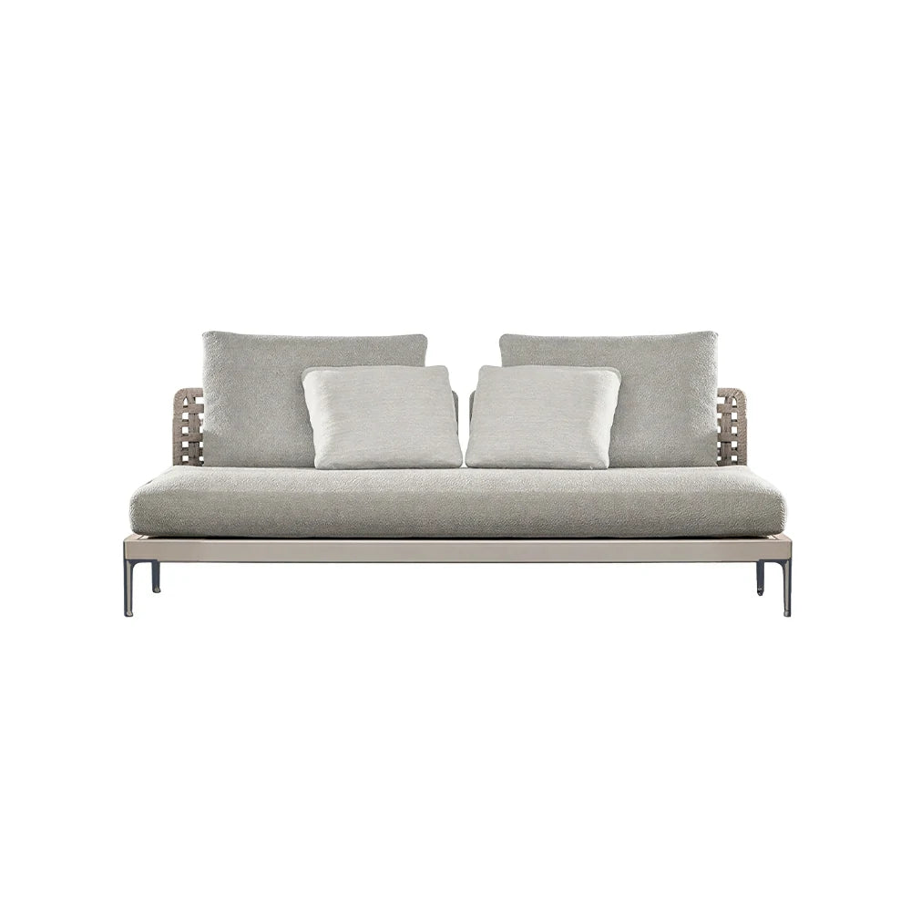 SOLARA Outdoor Rope Sofa Olefin Weave Water Repellent Cushion Armless Two-Seater for Garden Patio