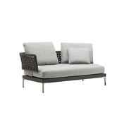SOLARA Outdoor Rope Sofa Olefin Weave Water Repellent Cushion One-Arm Two-Seater for Garden Patio