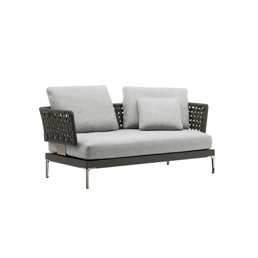 SOLARA Outdoor Rope Sofa Olefin Weave Water Repellent Cushion Two-Arm Two-Seater for Garden Patio