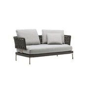 SOLARA Outdoor Rope Sofa Olefin Weave Water Repellent Cushion Two-Arm Two-Seater for Garden Patio