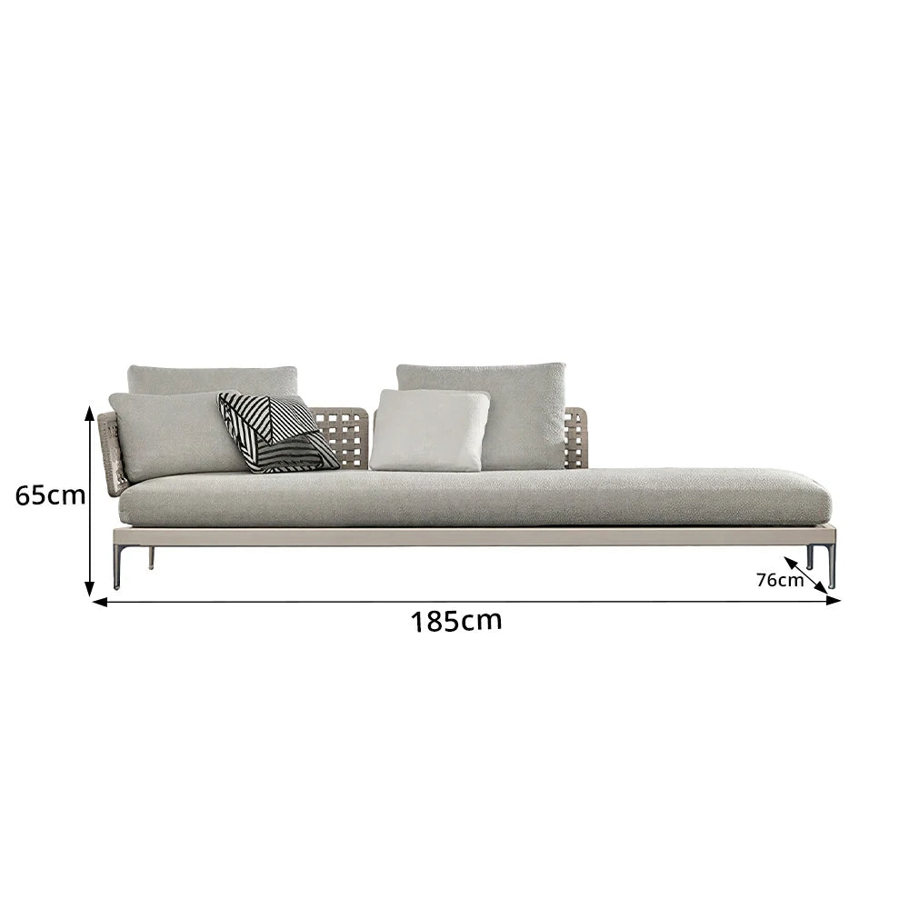 SOLARA Outdoor Rope Sofa Olefin Weave Water Repellent Cushion Queen-Style Three-Seater for Garden Patio