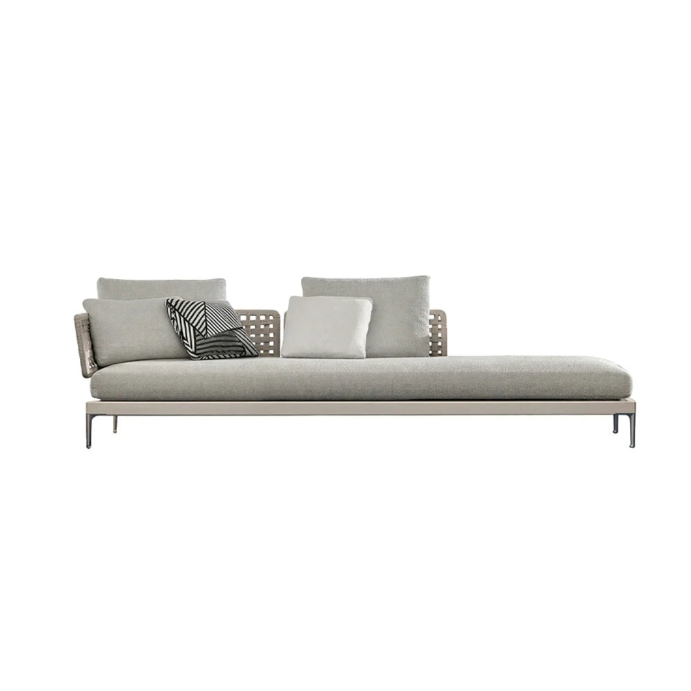 SOLARA Outdoor Rope Sofa Olefin Weave Water Repellent Cushion Queen-Style Three-Seater for Garden Patio