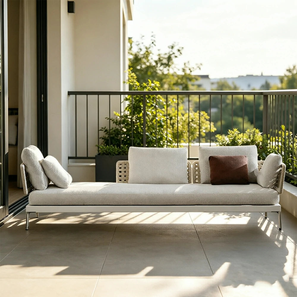 SOLARA Outdoor Rope Sofa Olefin Weave Water Repellent Cushion Modular Three-Seater for Garden Patio