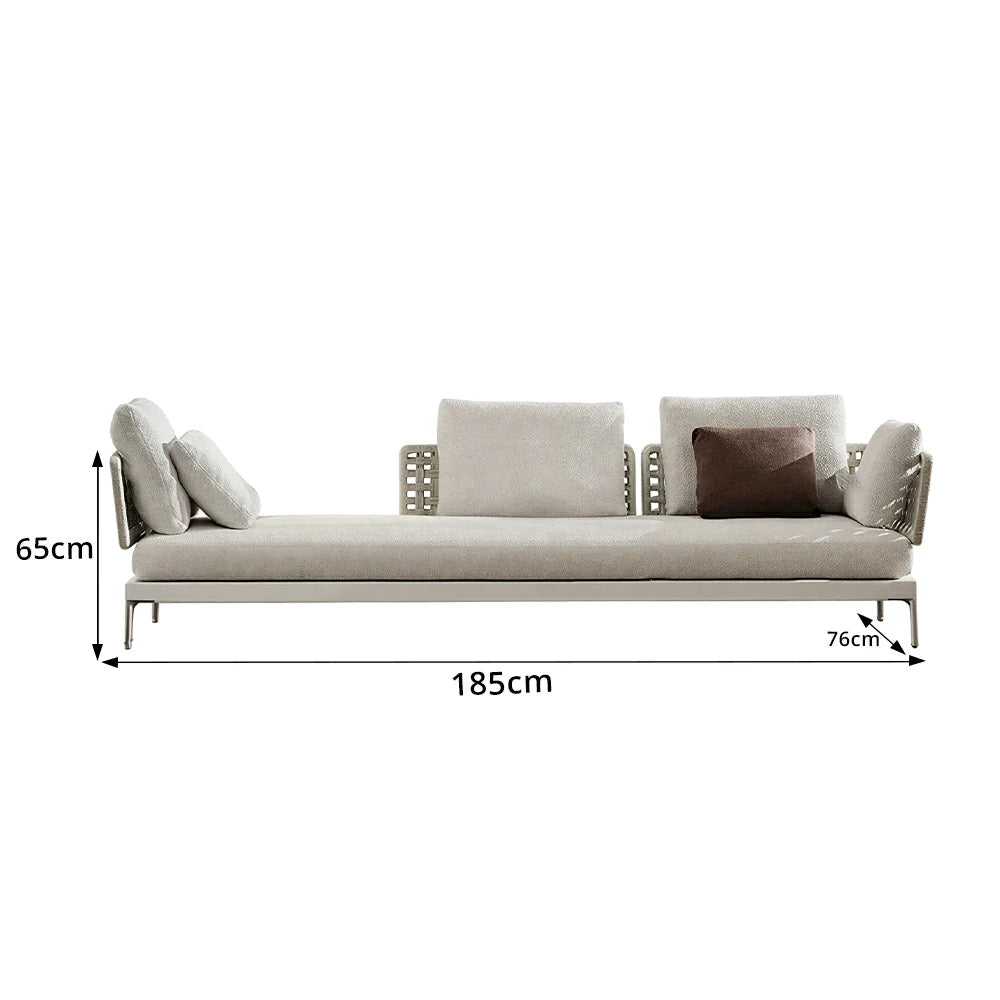 SOLARA Outdoor Rope Sofa Olefin Weave Water Repellent Cushion Modular Three-Seater for Garden Patio