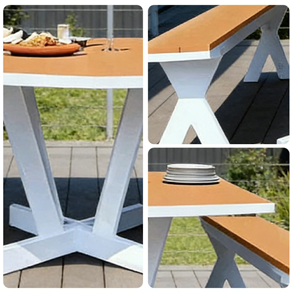 SOLARA Park Leisure Bench Metal Frame with Weather-Resistant Finish 160cm for Park Courtyard Commercial Street