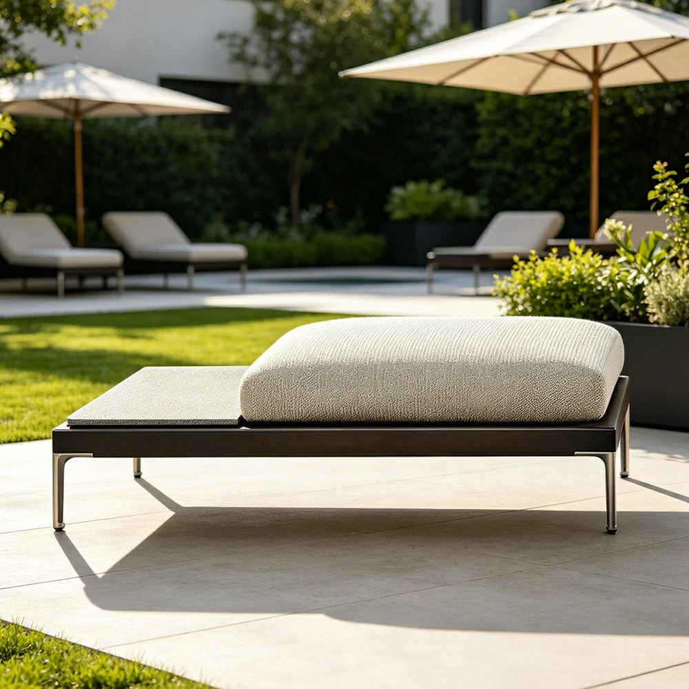 SOLARA Outdoor Rope Long Ottoman Olefin Weave Water Repellent Cushion for Garden Patio