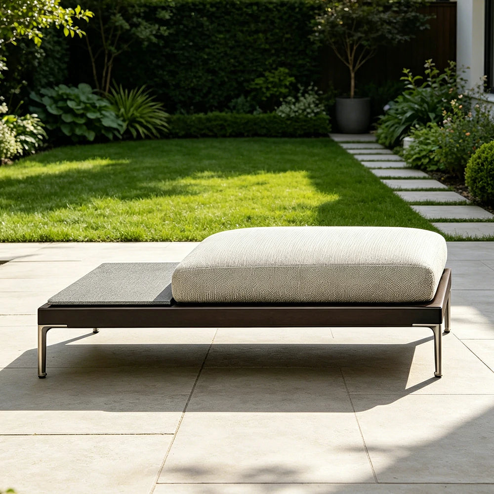 SOLARA Outdoor Rope Long Ottoman Olefin Weave Water Repellent Cushion for Garden Patio