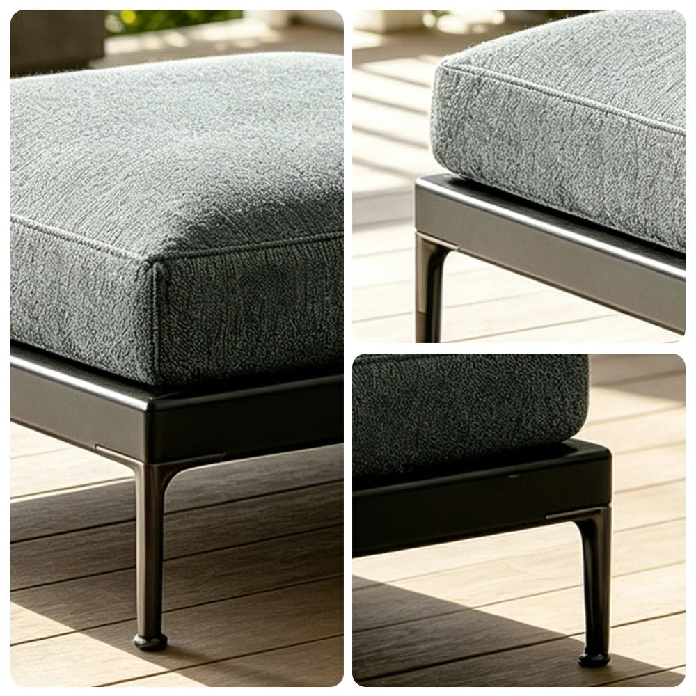 SOLARA Outdoor Rope Short Ottoman Olefin Weave Water Repellent Cushion for Garden Patio