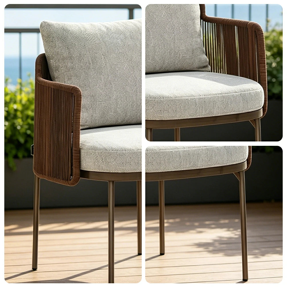 SOLARA Outdoor Backrest Chair PE Rattan High-Density Foam Water Repellent Fabric for Garden Balcony Patio