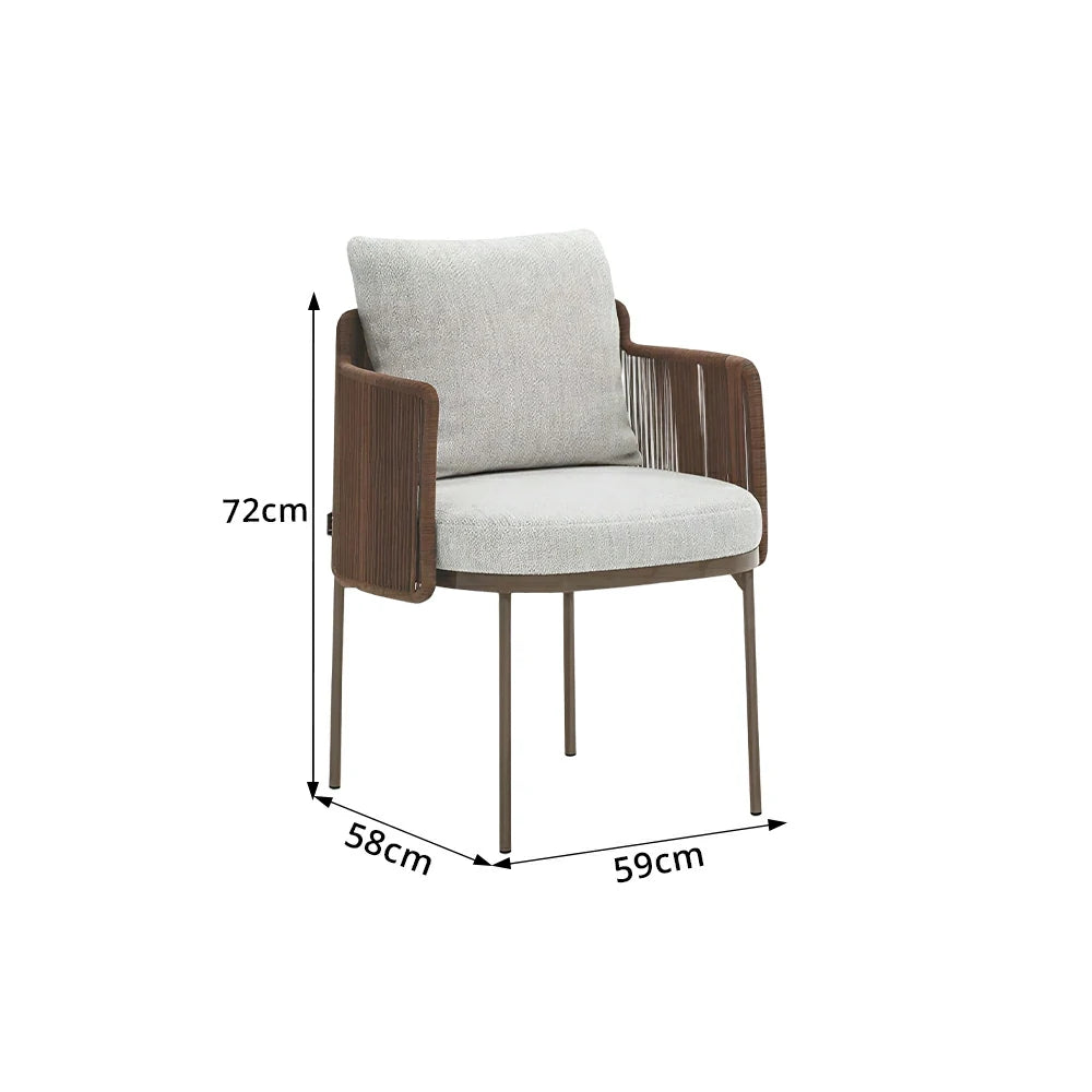 SOLARA Outdoor Backrest Chair PE Rattan High-Density Foam Water Repellent Fabric for Garden Balcony Patio