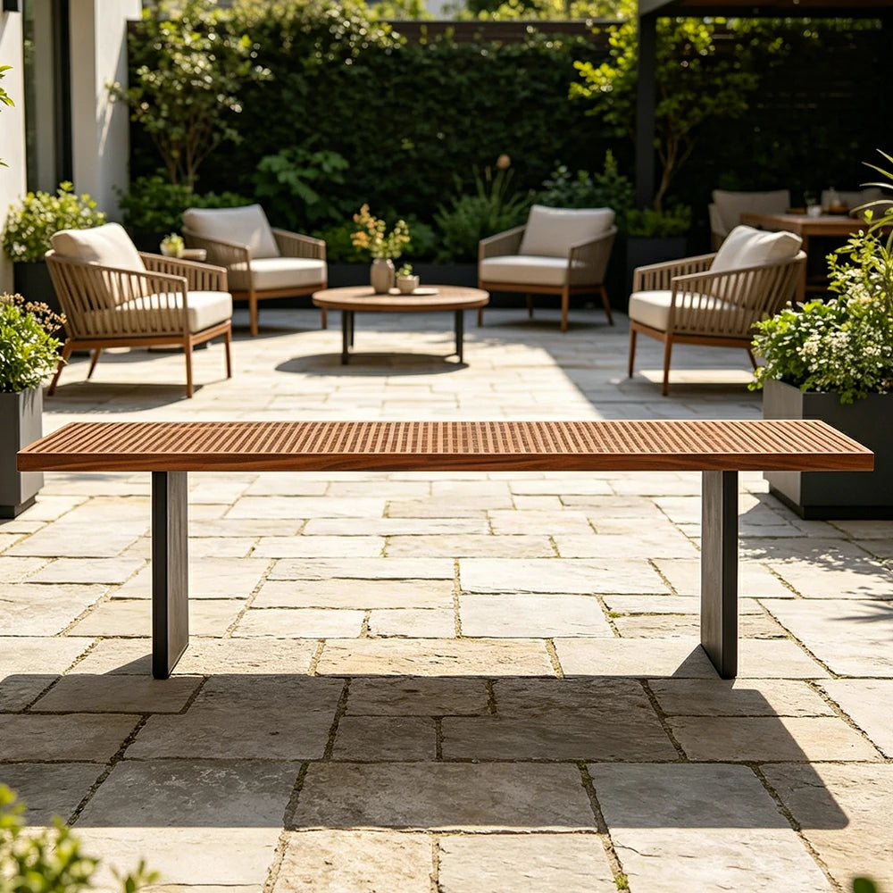 SOLARA Outdoor Teak Dining Table Weather-Resistant Teak Aluminium Frame 160/200cm for Garden Patio