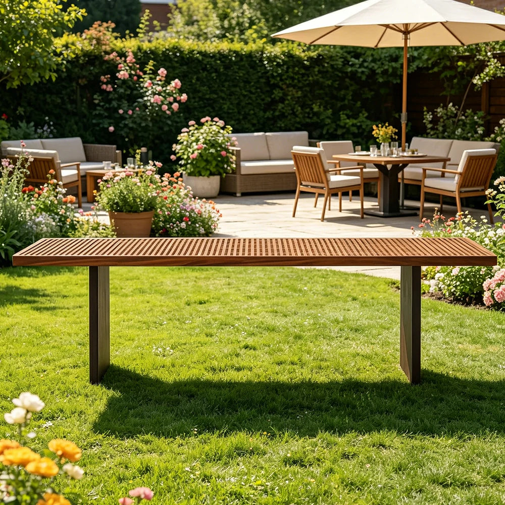 SOLARA Outdoor Teak Dining Table Weather-Resistant Teak Aluminium Frame 160/200cm for Garden Patio