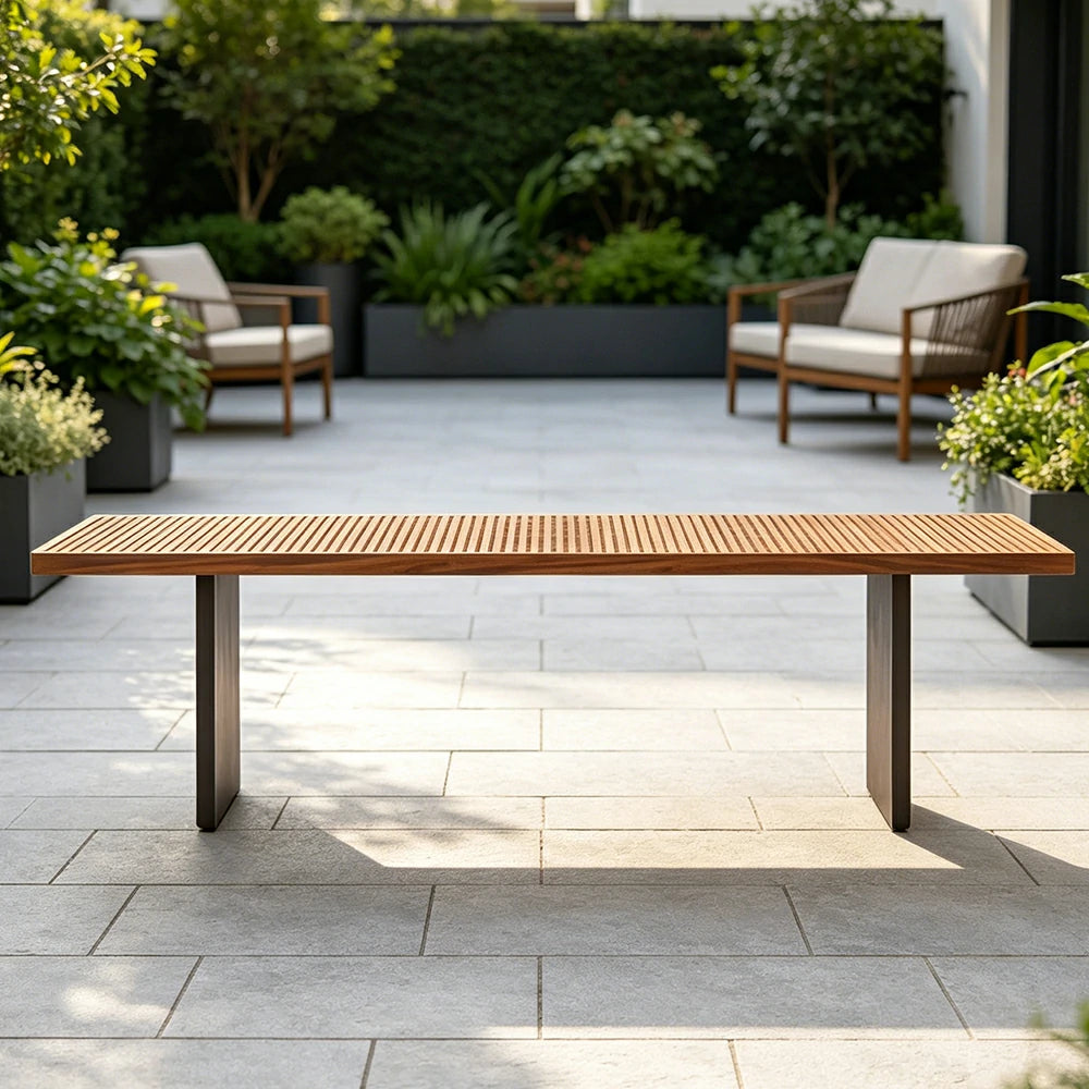 SOLARA Outdoor Teak Dining Table Weather-Resistant Teak Aluminium Frame 160/200cm for Garden Patio