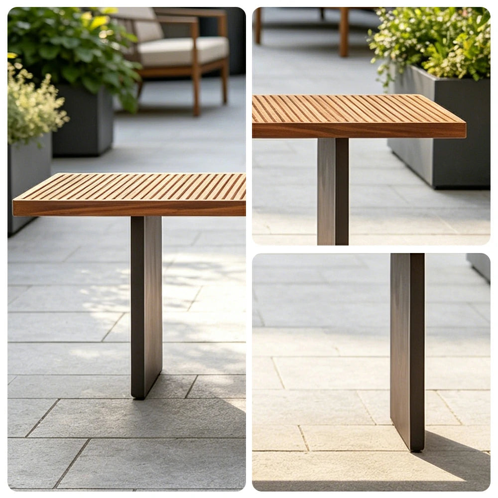 SOLARA Outdoor Teak Dining Table Weather-Resistant Teak Aluminium Frame 160/200cm for Garden Patio
