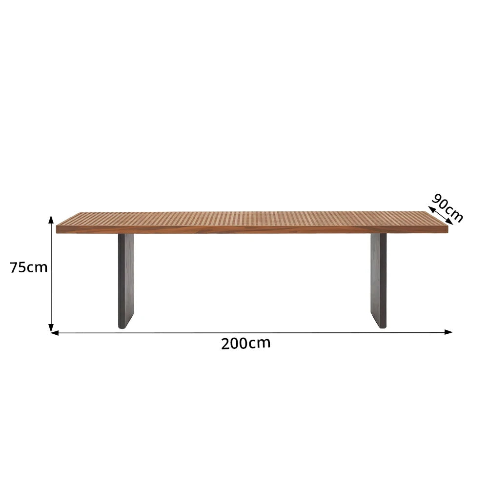 SOLARA Outdoor Teak Dining Table Weather-Resistant Teak Aluminium Frame 160/200cm for Garden Patio