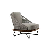 SOLARA Outdoor Single Lounge Chair with Borneo Teak Wood Frame - Water Repellent Cushions for Garden Balcony Patio - Grey