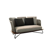 SOLARA Outdoor 2 Seater Sofa with Borneo Teak Wood Frame - Water Repellent Cushions for Garden Balcony Patio - Grey
