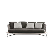 SOLARA Outdoor 3 Seater Sofa with Borneo Teak Wood Frame - Water Repellent Cushions for Garden Balcony Patio - Grey