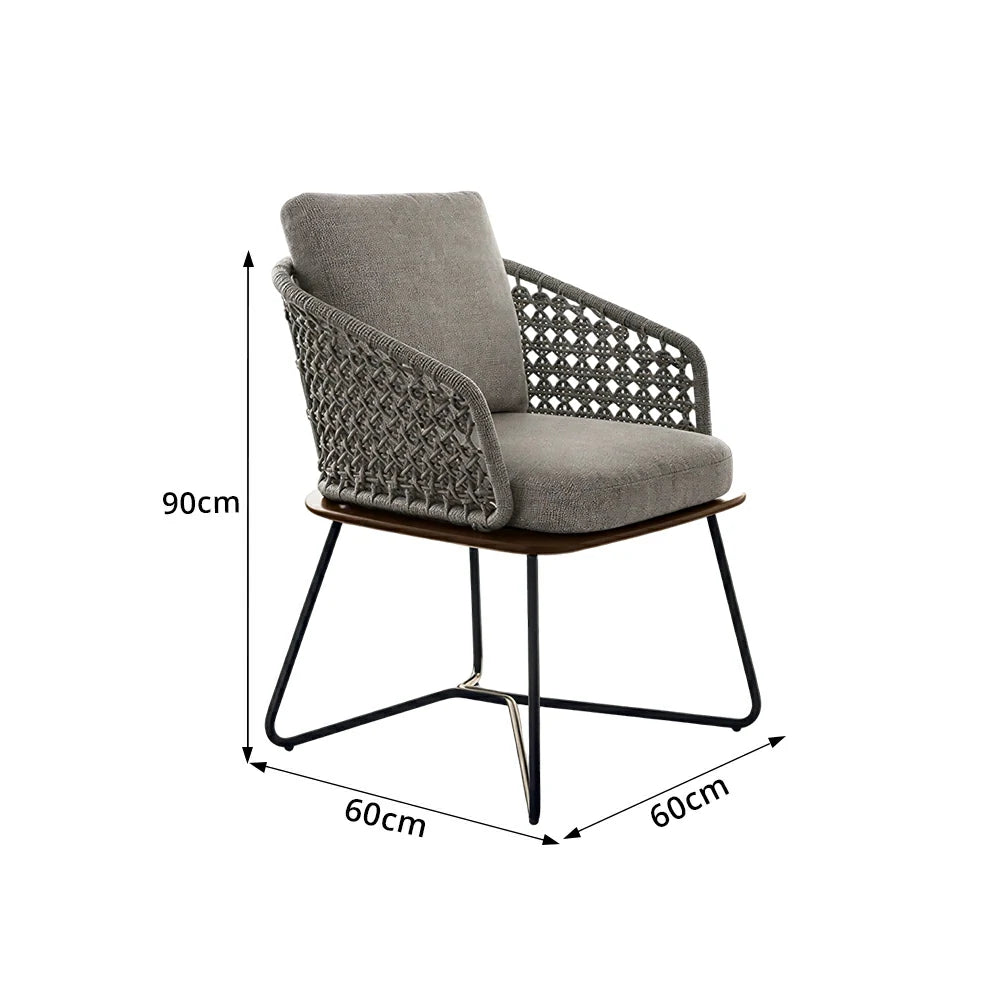 SOLARA Outdoor Single Dining Chair with Borneo Teak Wood Frame - Water Repellent Cushion for Garden Balcony Patio - Grey