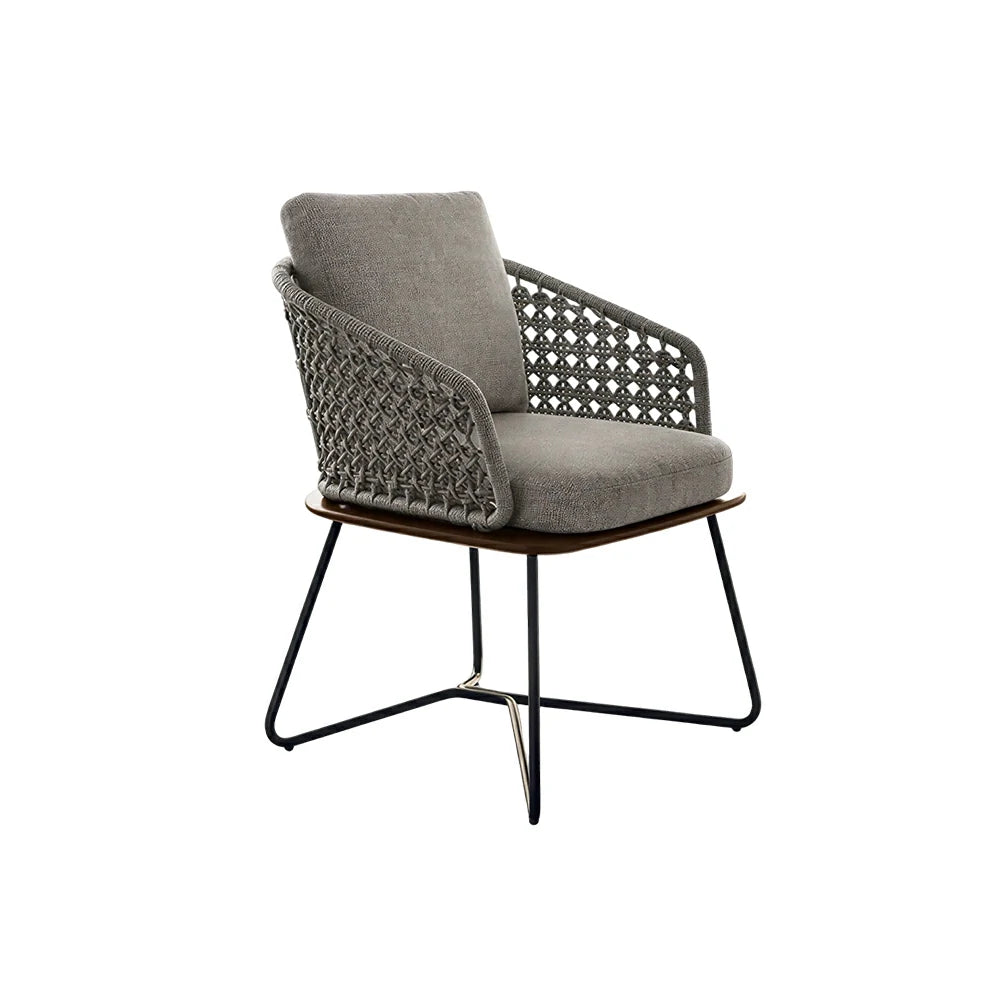 SOLARA Outdoor Single Dining Chair with Borneo Teak Wood Frame - Water Repellent Cushion for Garden Balcony Patio - Grey