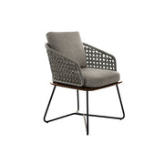 SOLARA Outdoor Single Dining Chair with Borneo Teak Wood Frame - Water Repellent Cushion for Garden Balcony Patio - Grey