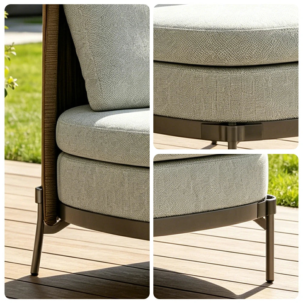 SOLARA Outdoor Armless Single Lounge Chair - Water Repellent Sun Resistant Cushion for Garden Balcony Patio - Grey