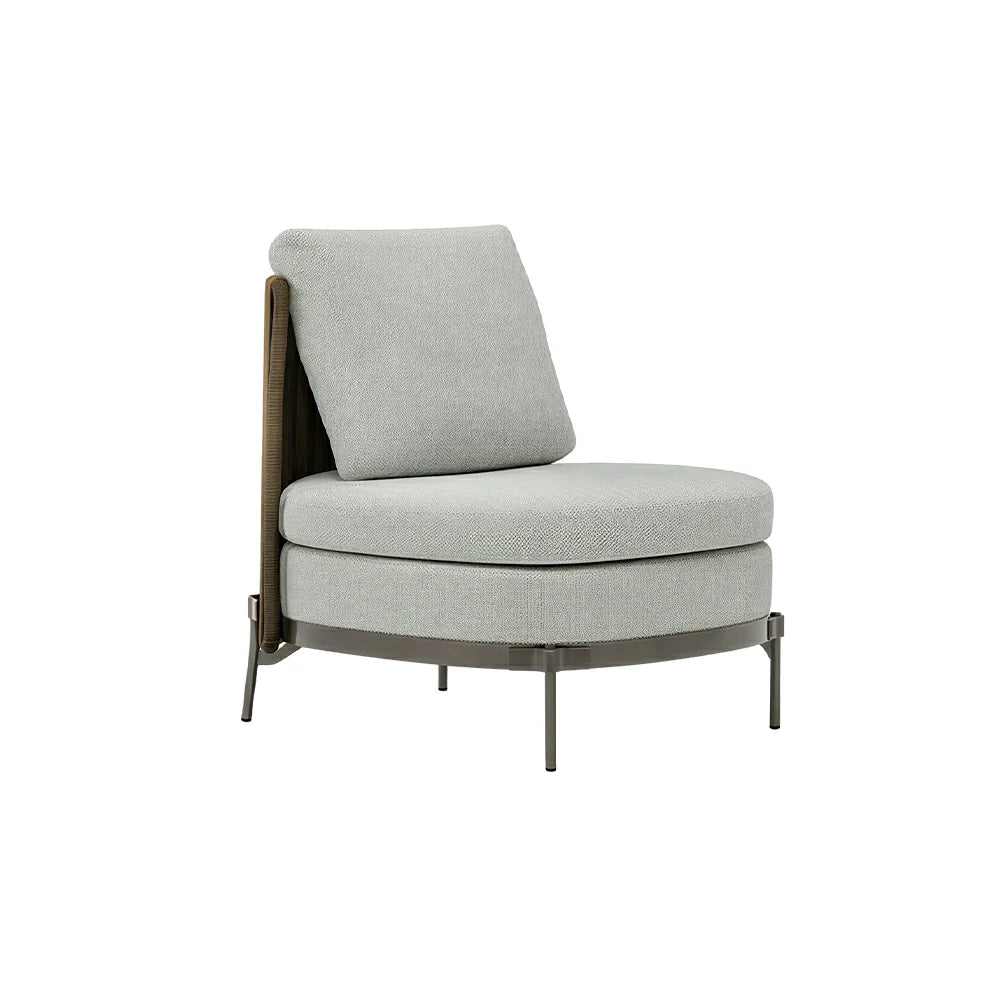 SOLARA Outdoor Armless Single Lounge Chair - Water Repellent Sun Resistant Cushion for Garden Balcony Patio - Grey