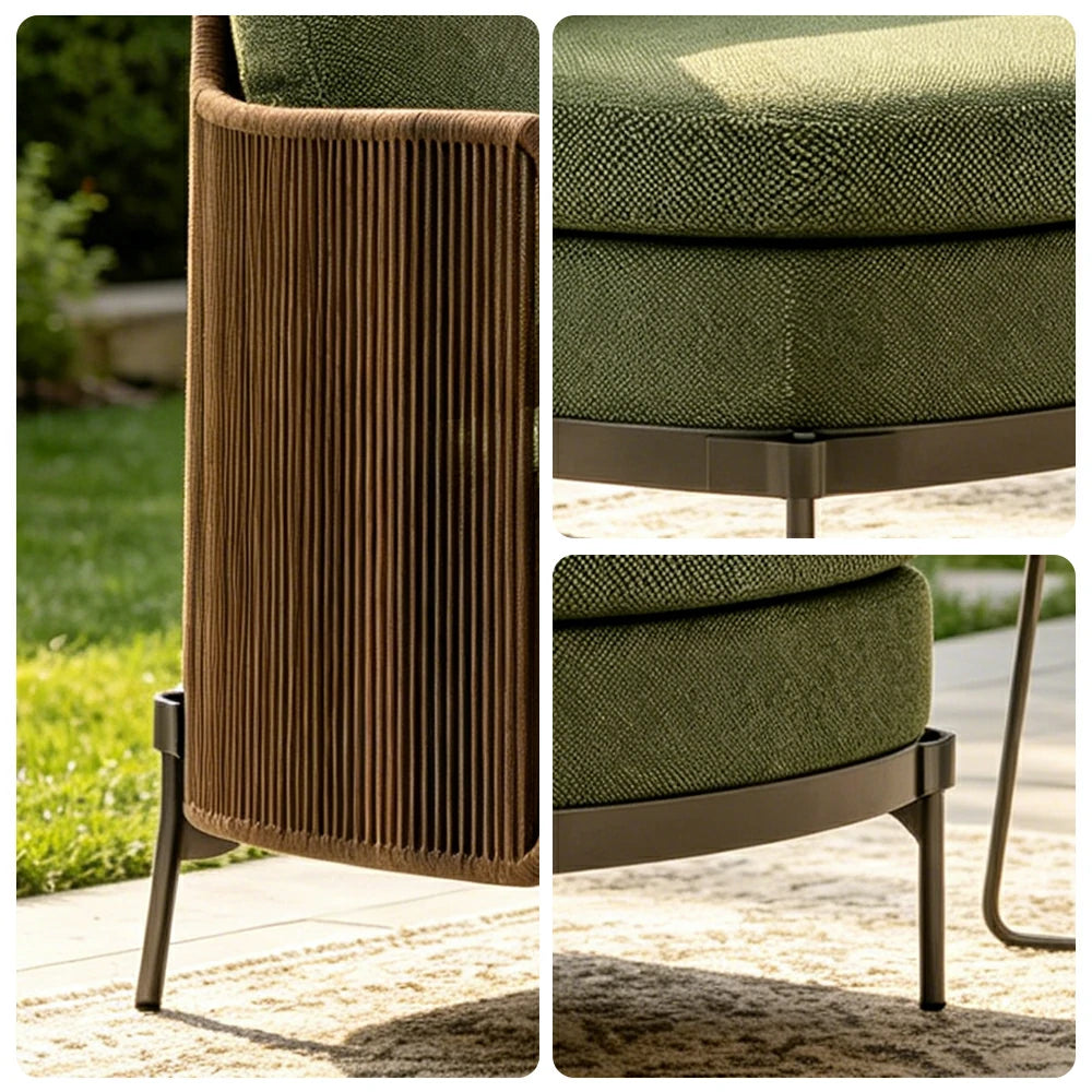 SOLARA Outdoor Single Lounge Chair with Armrests - Water Repellent Sun Resistant Cushion for Garden Balcony Patio - Green