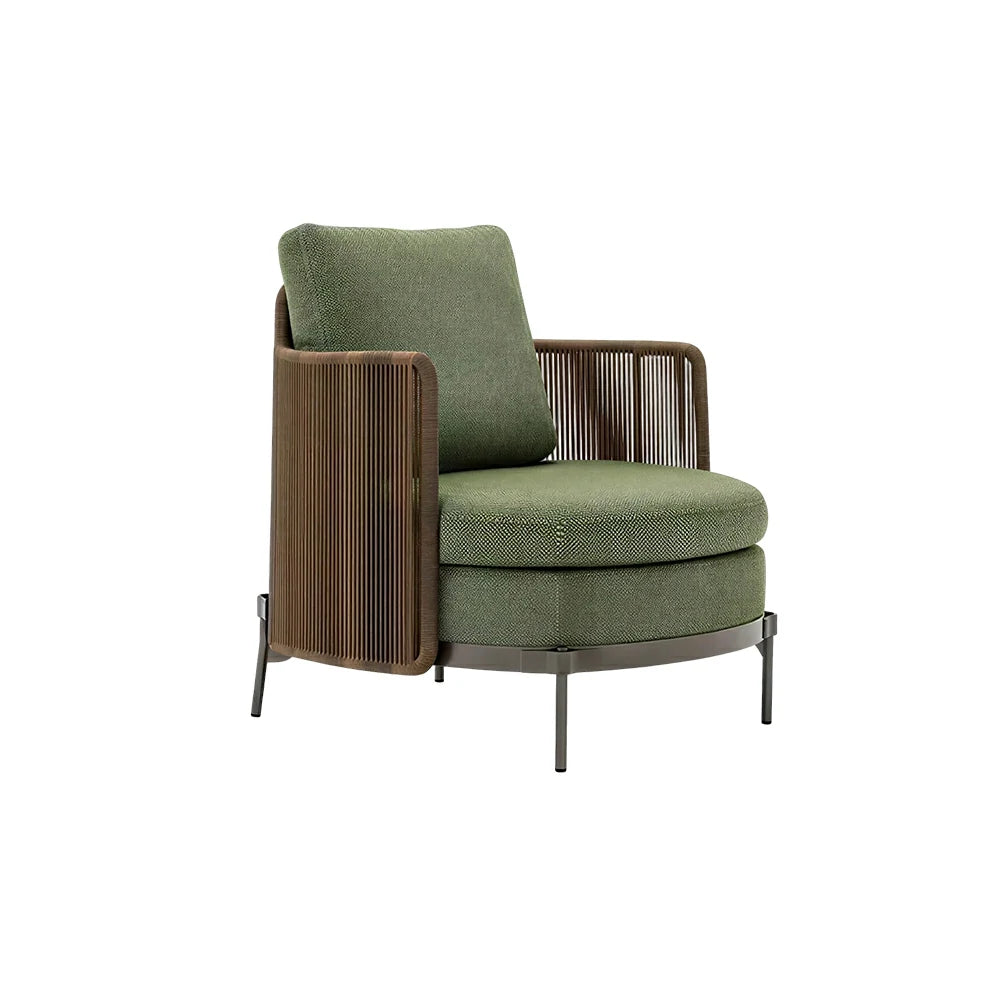 SOLARA Outdoor Single Lounge Chair with Armrests - Water Repellent Sun Resistant Cushion for Garden Balcony Patio - Green
