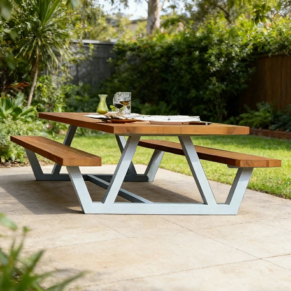 SOLARA Outdoor Leisure Bench Stable Metal Structure with Rust-Resistant Finish 160cm for Park Community Courtyard
