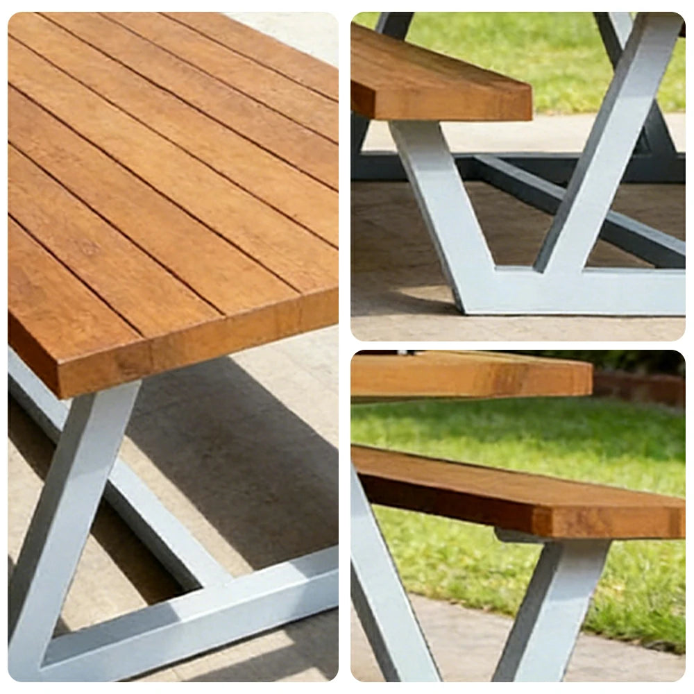SOLARA Outdoor Leisure Bench Stable Metal Structure with Rust-Resistant Finish 160cm for Park Community Courtyard