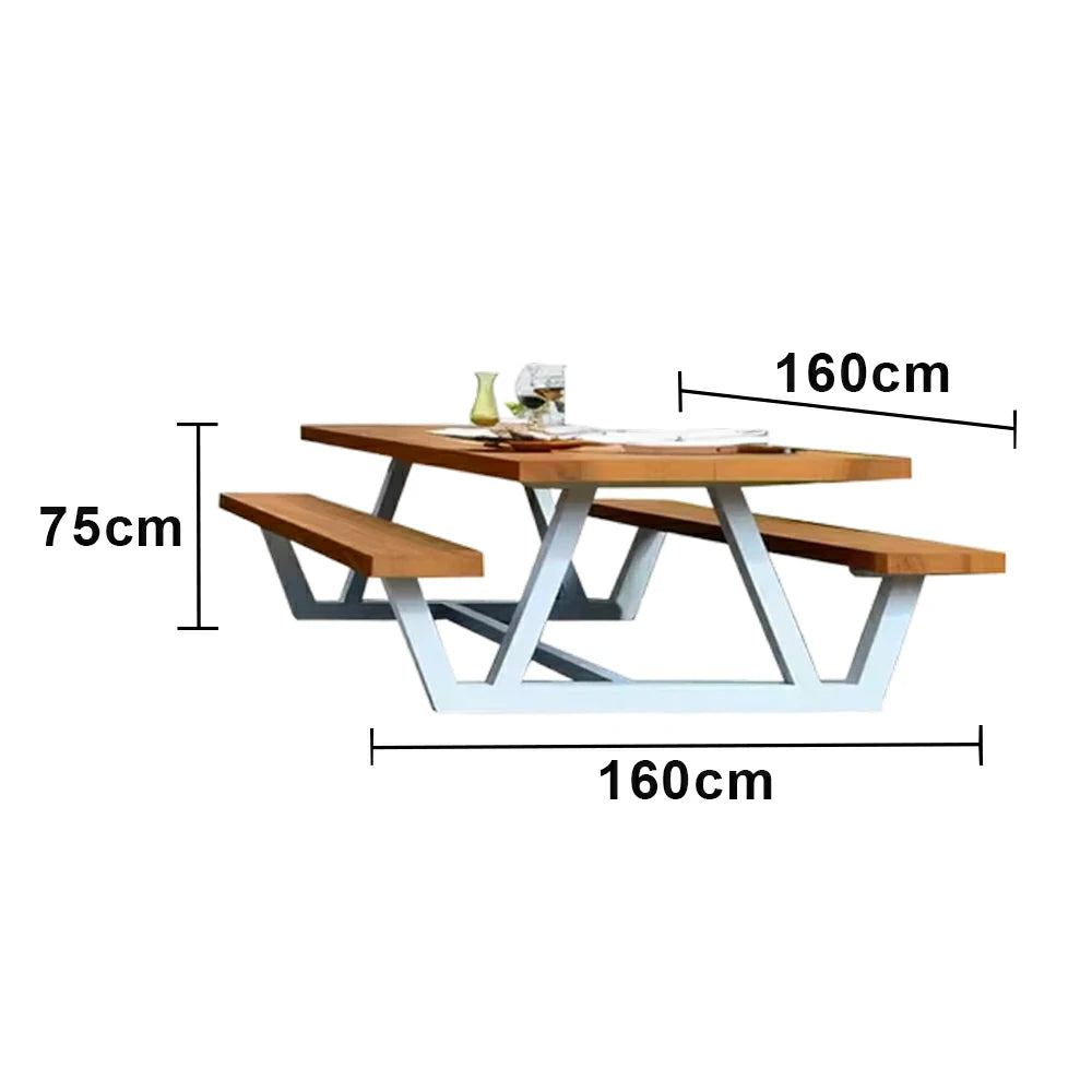 SOLARA Outdoor Leisure Bench Stable Metal Structure with Rust-Resistant Finish 160cm for Park Community Courtyard