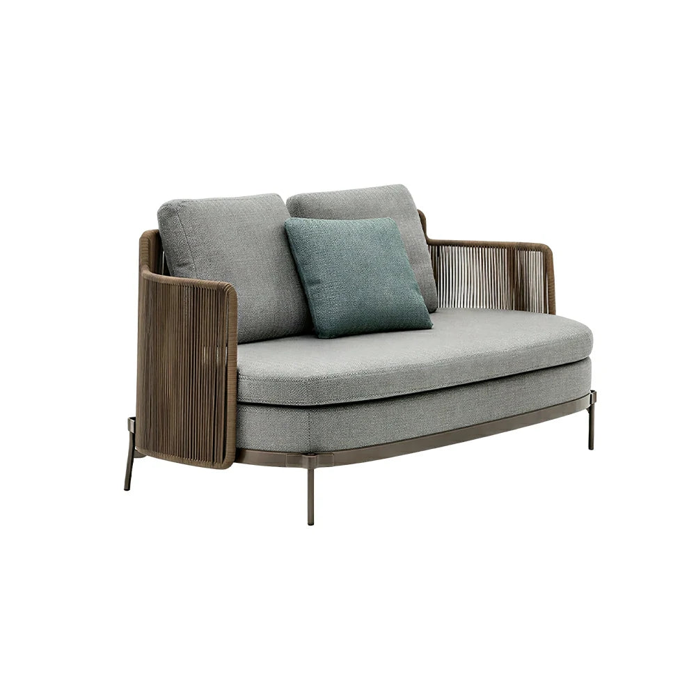 SOLARA Outdoor 2 Seater Sofa with Armrests - Water Repellent Sun Resistant Cushions for Garden Balcony Patio - Grey