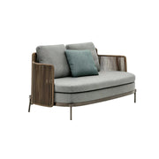 SOLARA Outdoor 2 Seater Sofa with Armrests - Water Repellent Sun Resistant Cushions for Garden Balcony Patio - Grey