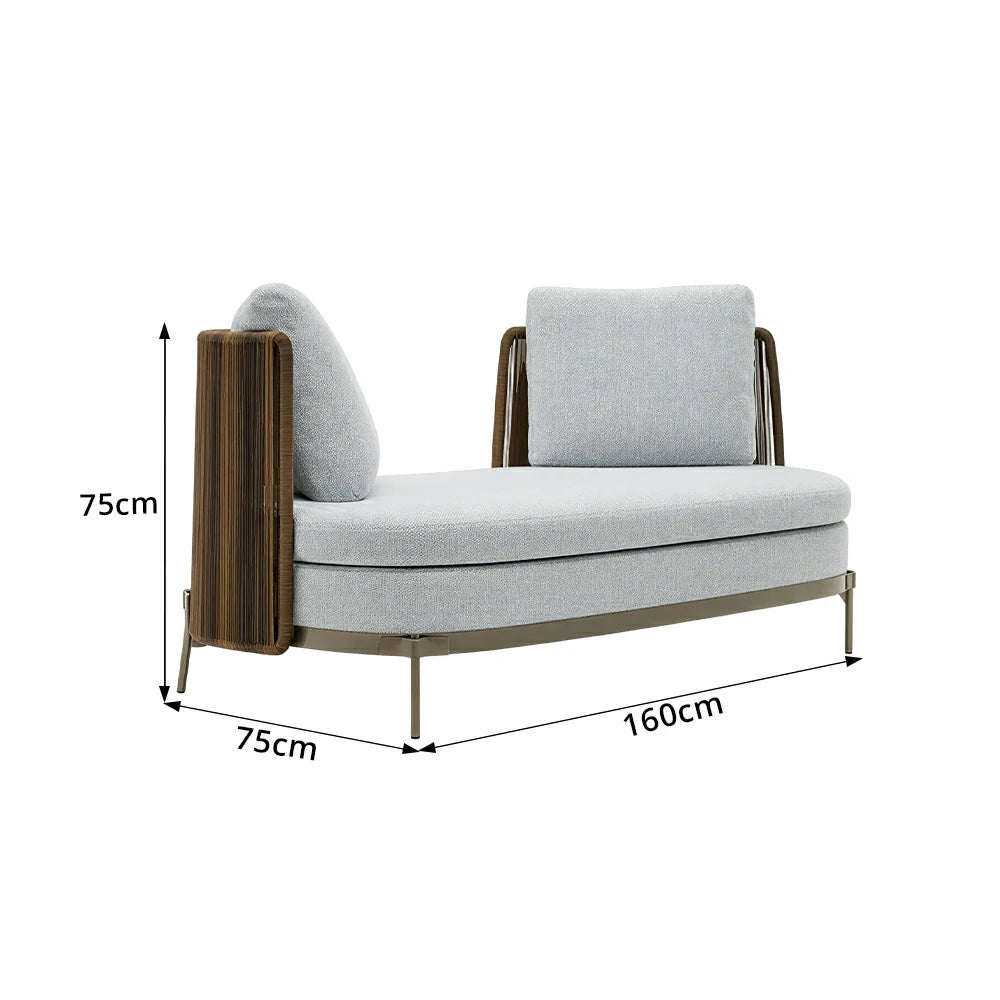 SOLARA Outdoor Double Sided 2 Seater Sofa - Water Repellent Sun Resistant Cushions for Garden Balcony Patio - Grey