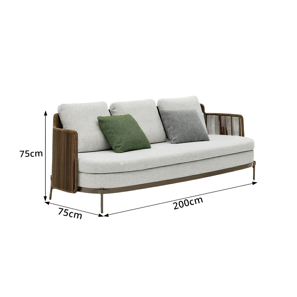 SOLARA Outdoor 3 Seater Sofa with Armrests - Water Repellent Sun Resistant Cushions for Garden Balcony Patio - Grey