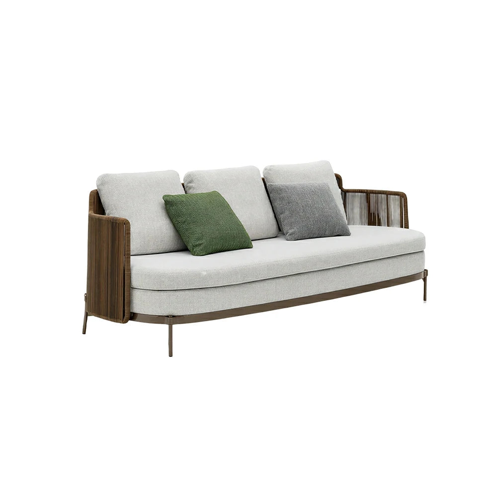 SOLARA Outdoor 3 Seater Sofa with Armrests - Water Repellent Sun Resistant Cushions for Garden Balcony Patio - Grey