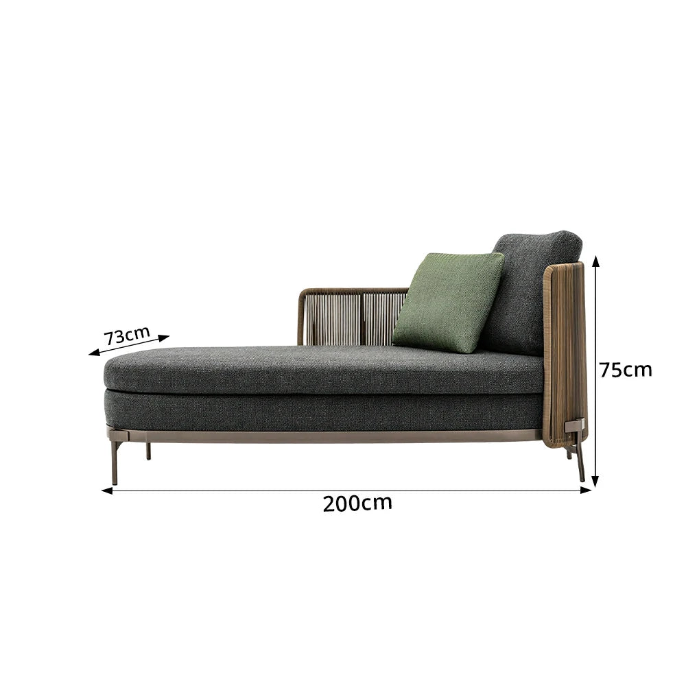 SOLARA Outdoor 3 Seater Chaise Sofa - Water Repellent Sun Resistant Cushions for Garden Balcony Patio - Dark Grey