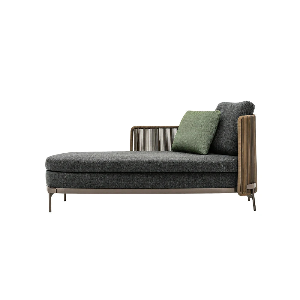 SOLARA Outdoor 3 Seater Chaise Sofa - Water Repellent Sun Resistant Cushions for Garden Balcony Patio - Dark Grey