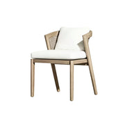 SOLARA Outdoor Armless Chair with Imported Teak Wood Frame - Water Repellent Cushion for Garden Balcony Patio - White