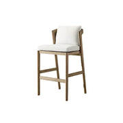 SOLARA Outdoor Bar Chair with Imported Teak Wood Frame - Water Repellent Cushion for Garden Balcony Patio - White