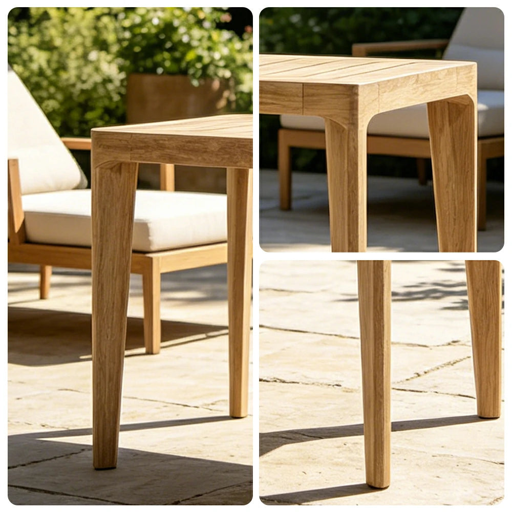 SOLARA Outdoor 1.4M Bar Table with Imported Teak Wood Frame - Slatted Top for Garden Balcony Patio - Natural
