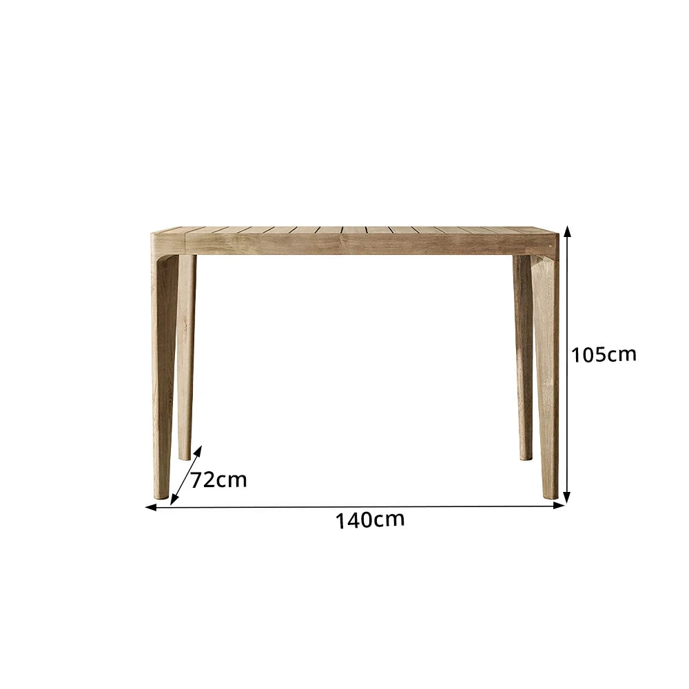 SOLARA Outdoor 1.4M Bar Table with Imported Teak Wood Frame - Slatted Top for Garden Balcony Patio - Natural
