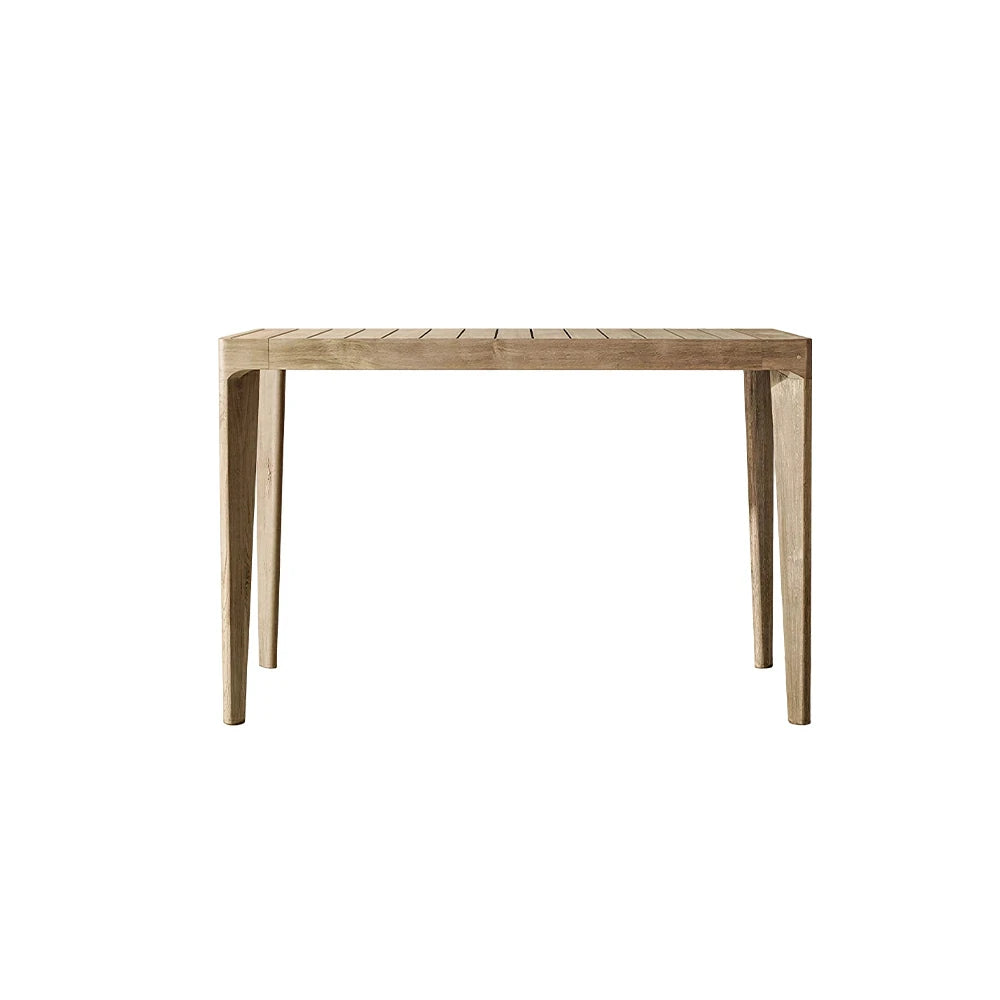SOLARA Outdoor 1.4M Bar Table with Imported Teak Wood Frame - Slatted Top for Garden Balcony Patio - Natural