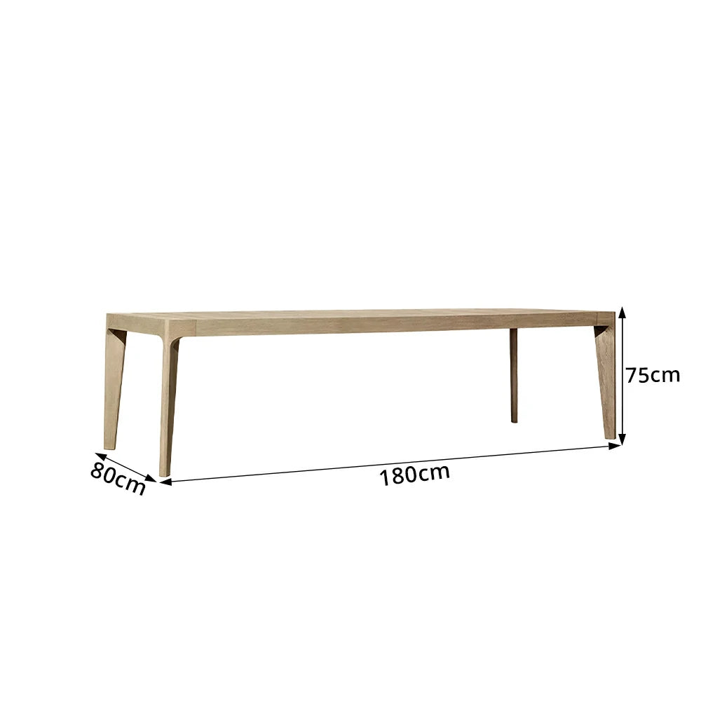 SOLARA Outdoor Rectangular Dining Table 1.8/2.4/3M - Imported Teak Wood for Garden Balcony Patio - Natural