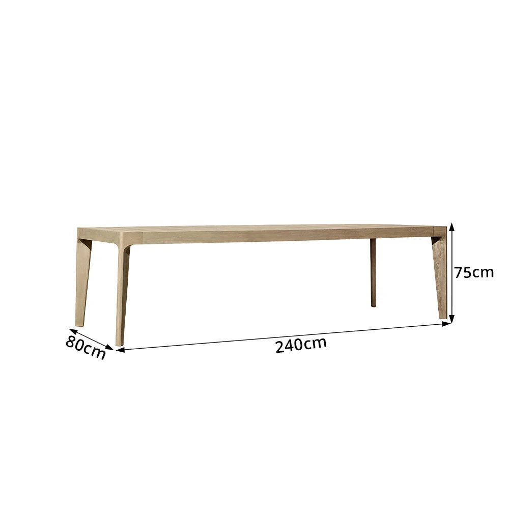 SOLARA Outdoor Rectangular Dining Table 1.8/2.4/3M - Imported Teak Wood for Garden Balcony Patio - Natural