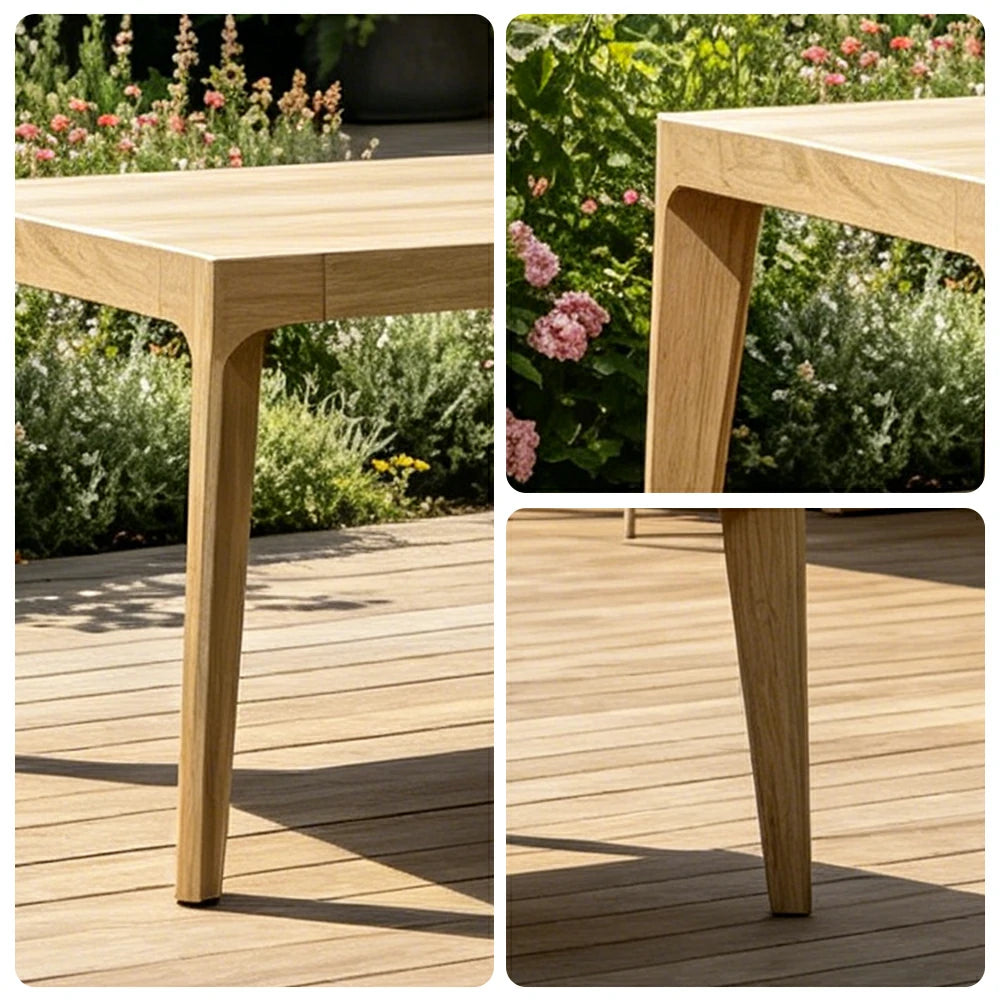 SOLARA Outdoor Rectangular Dining Table 1.8/2.4/3M - Imported Teak Wood for Garden Balcony Patio - Natural